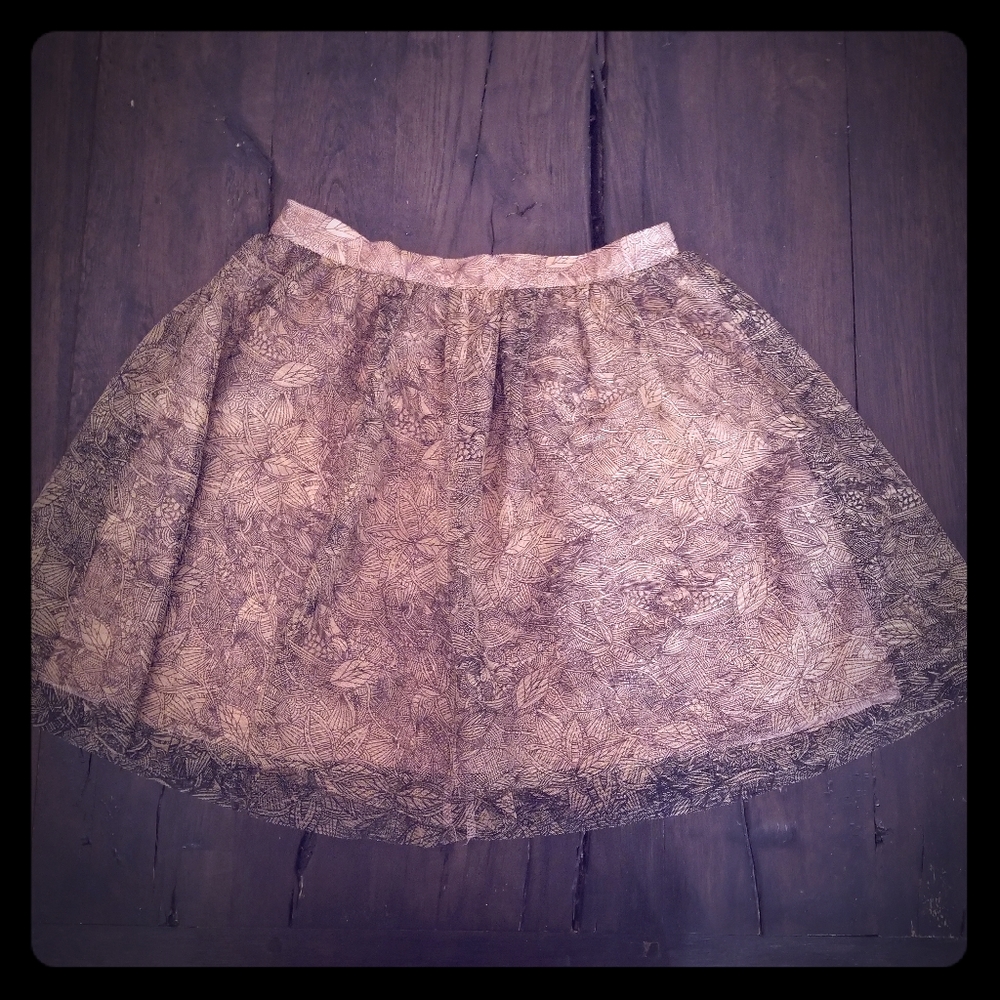 (2) Jack. Black & Nude Floral Tulle Skirt Lined Ballerina Balletcore Twirl